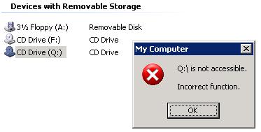 cd not accessible error